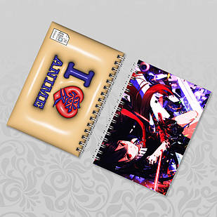 Блокнот Аніме А6 на пружині в клітинку Akame ga Kill! / Убивця Акаме 48 аркушів 002
