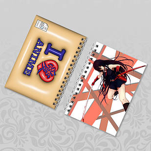 Блокнот Аніме А6 на пружині в клітинку Akame ga Kill! / Убивця Акаме 48 аркушів 005
