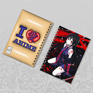 Блокнот Аніме А6 на пружині в клітинку Akame ga Kill! / Убивця Акаме 48 аркушів 009