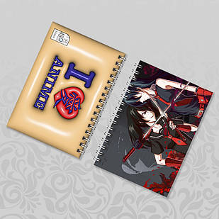 Блокнот Аніме А6 на пружині в клітинку Akame ga Kill! / Убивця Акаме 48 аркушів 013