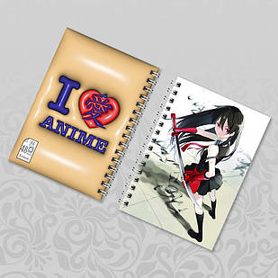 Блокнот Аніме А6 на пружині в клітинку Akame ga Kill! / Убивця Акаме 48 аркушів 014