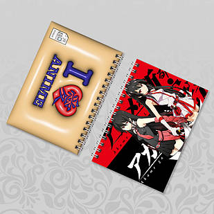 Блокнот Аніме А6 на пружині в клітинку Akame ga Kill! / Убивця Акаме 48 аркушів 016