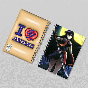 Блокнот Аніме А6 на пружині в клітинку Akame ga Kill! / Убивця Акаме 48 аркушів 018