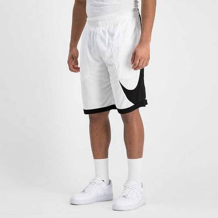 Чоловічі спортивні шорти Nike Big Swoosh white шорти Найк Біг Свуш білі лого збоку літо, фото 1