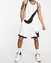 Чоловічі спортивні шорти Nike Big Swoosh white шорти Найк Біг Свуш білі лого збоку літо, фото 3