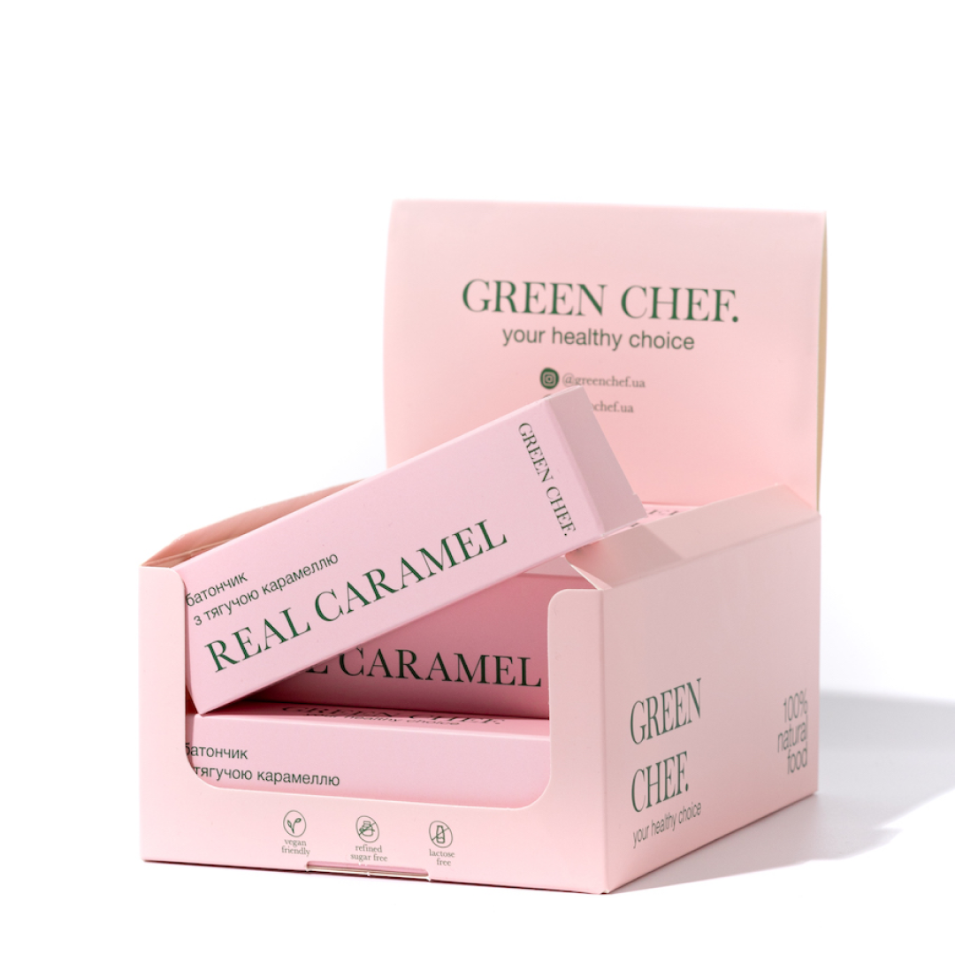Батончик real caramel з тягучою карамеллю, 12шт