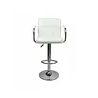 Стілець для бару ASTANA з м'яким шкіряним сидінням та спинкою, підлокітники та підніжка з металу, колір білий, фото 2