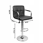 Стілець для бару ASTANA з м'яким шкіряним сидінням та спинкою, підлокітники та підніжка з металу, колір білий, фото 3