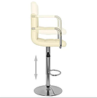 Стілець для бару ASTANA з м'яким шкіряним сидінням та спинкою, підлокітники та підніжка з металу, колір білий, фото 7