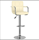 Стілець для бару ASTANA з м'яким шкіряним сидінням та спинкою, підлокітники та підніжка з металу, колір білий, фото 8