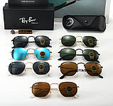Чоловічі прямокутні сонцезахисні окуляри Ray ban 3548 коричневі, фото 3