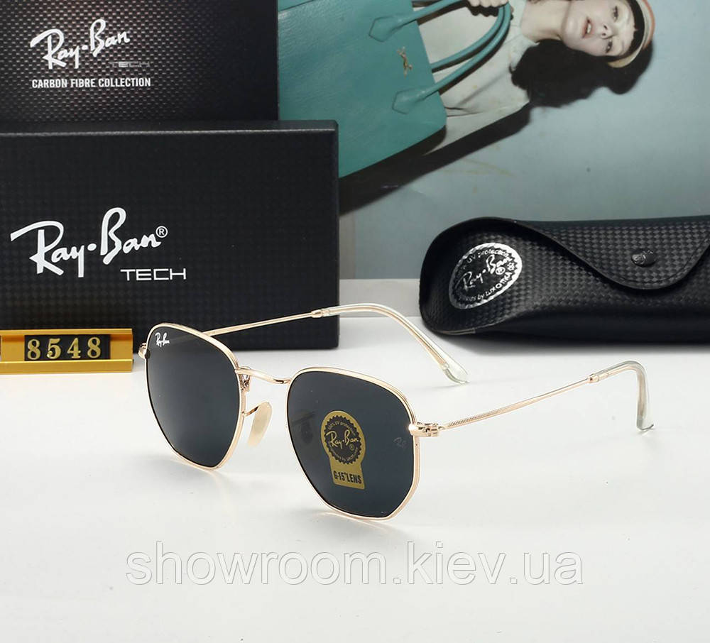 Чоловічі брендові сонцезахисні окуляри Ray ban 3548 золотисті