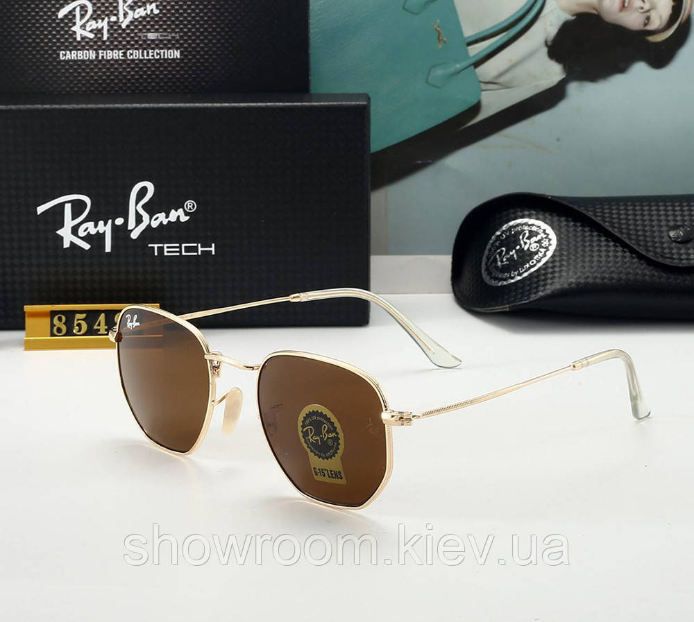 Чоловічі прямокутні сонцезахисні окуляри Ray ban 3548 коричневі
