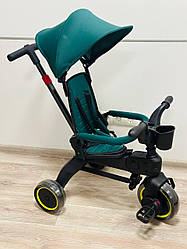 Колясочний триколісний дитячий велосипед складаний 7в1 Tri-cycle зелений (Donna)