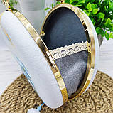 Жіноча вечірня сумочка з шовковою вишивкою в стилі ханьфу Біла з блакитним, фото 2