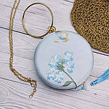 Жіноча вечірня сумочка з шовковою вишивкою в стилі ханьфу Біла з блакитним, фото 5