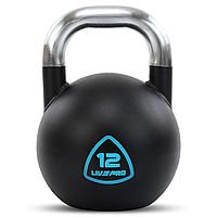 Гиря цільна 12 кг сталева пофарбована з хромованою ручкою LiveUp LP8042-10 Чорний