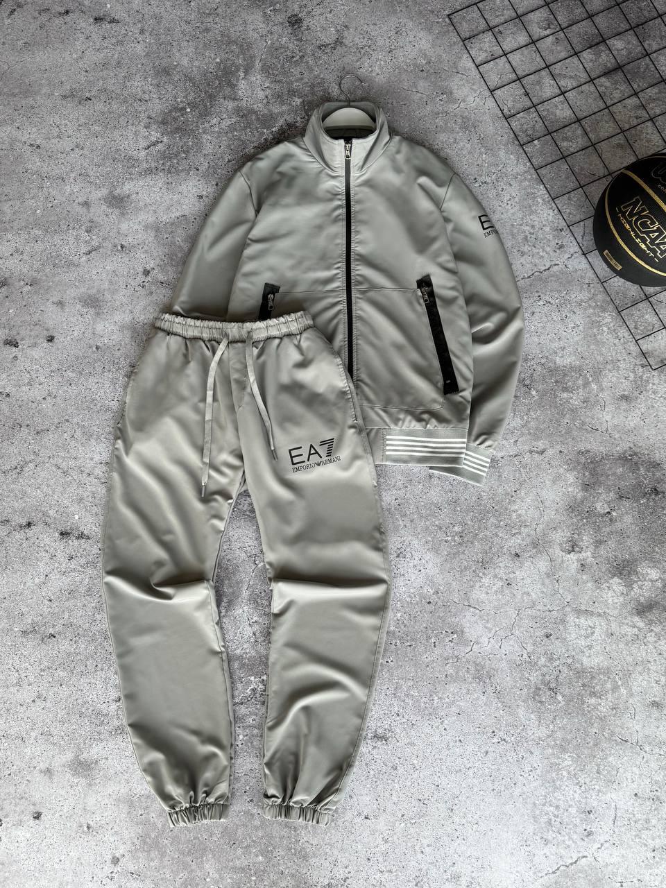 Костюм спортивний чоловічий сірий весна-осінь з капюшоном EA7, фото 1