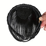Накладна чубчик на обручі чорний колір штучна чубчик на обідку косичка термоволокно шиньйон, фото 2
