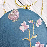 Жіноча вечірня сумочка з шовковою вишивкою в стилі ханьфу Блакитна, фото 3