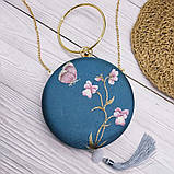 Жіноча вечірня сумочка з шовковою вишивкою в стилі ханьфу Блакитна, фото 4