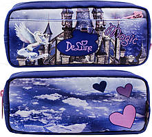 Пенал шкільний з єдинорогом для дівчинки De Lune D-860, синій