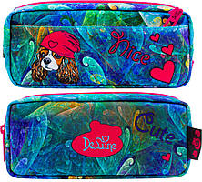 Пенал шкільний з собачкою для дівчинки, синій De Lune D-861