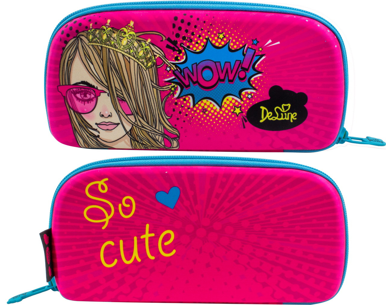 Пенал шкільний каркасний з принцесою для дівчинки De Lune D-848, рожевий, фото 1