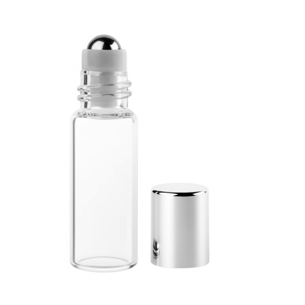 Флакон Роллер скляний з металевою кульою Базовий 5 мл, срібло, фото 1