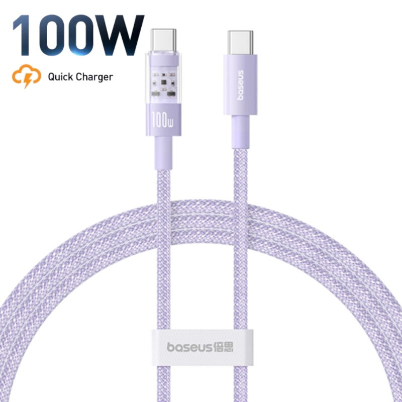 Кабель Type-C на Type-C Baseus Gem Fast Charging Data Cable (1m, 100W, 5A, 480 Mbps). Purple