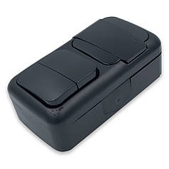 Вимикач зовнішній 2-ух клавішний і розетка із заземленням Viko Palmiye Чорний (90555182)