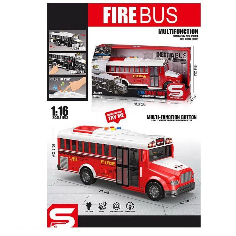 Автобус JS 125 B  звук, підсвітка, масштаб 1:16, механічне відкриття дверей, гумові колеса, інер, фото 1