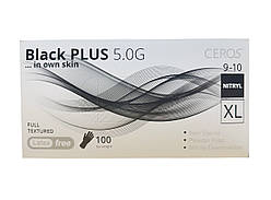 Рукавички нітрилові CEROS Fingers Black Plus чорні р.XL 100 шт