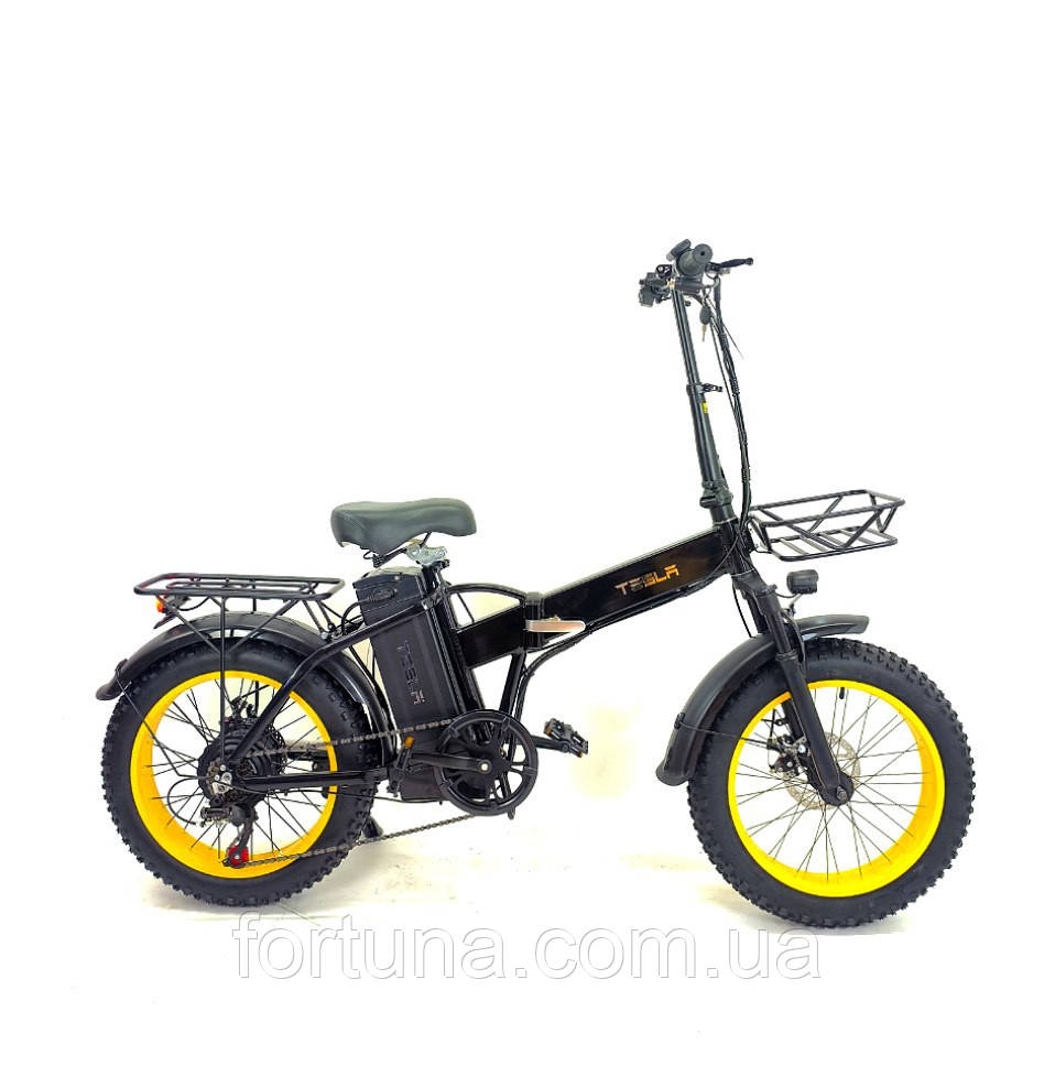 Електровелосипед складний  Fatbike Tesla 20" (1200W 48V 25Ah) з корзиною