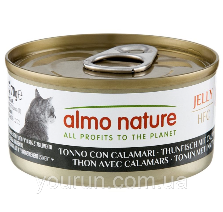 Альмо Nature (Альмо Натюр) HFC Cat Jelly - консерва для котів шматочки в желе (тунець з кальмарами)), фото 1