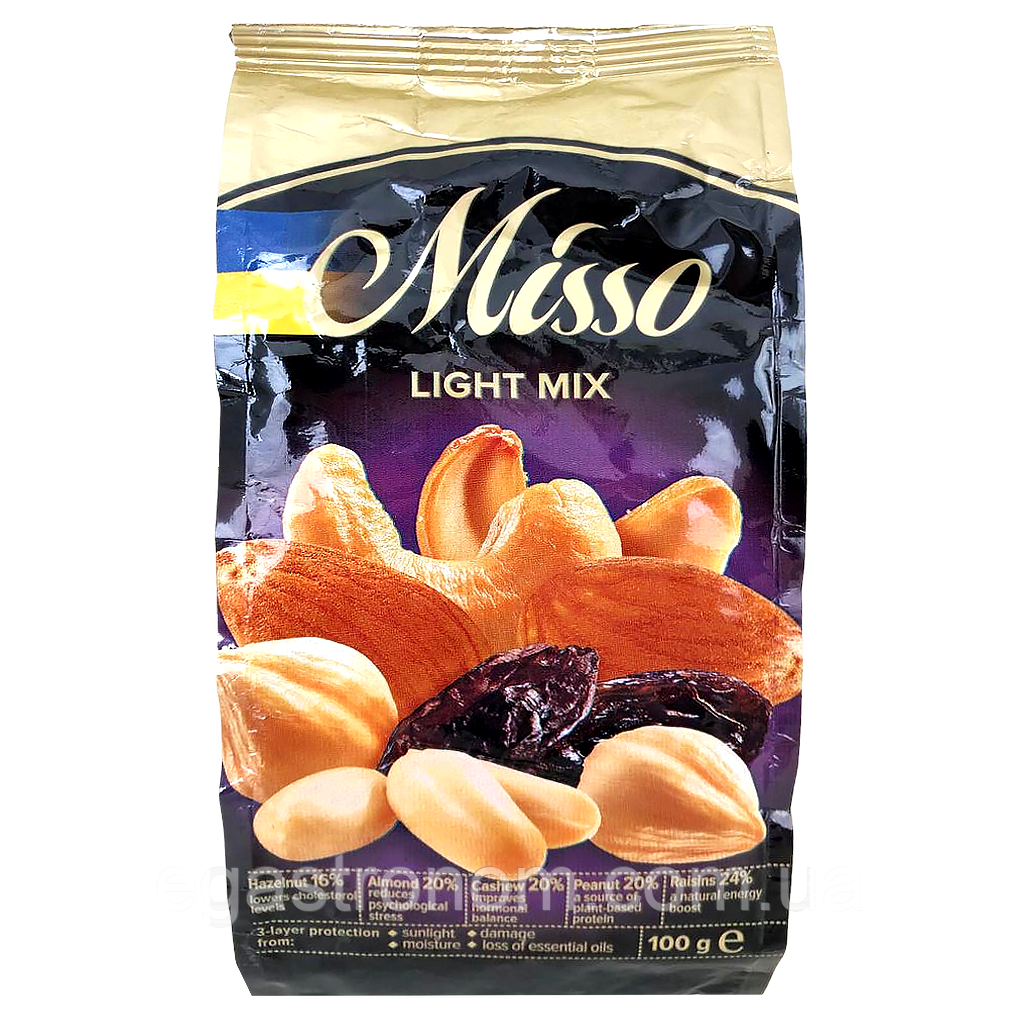 Асорті фруктів та горіхів лайт мікс Міссо Misso light mix 100g 6шт/ящ (Код: 00-00017675)