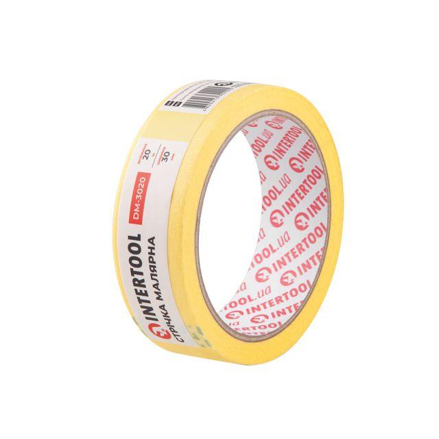 Стрічка малярська (кріп) жовта, ширина 30 мм, довжина 20 м INTERTOOL DM-3020