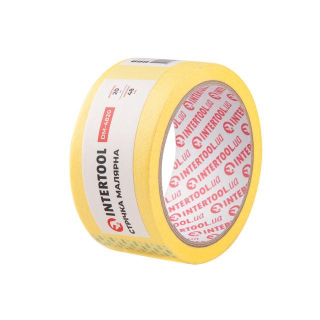 Стрічка малярська (кріп) жовта, ширина 48 мм, довжина 20 м INTERTOOL DM-4820