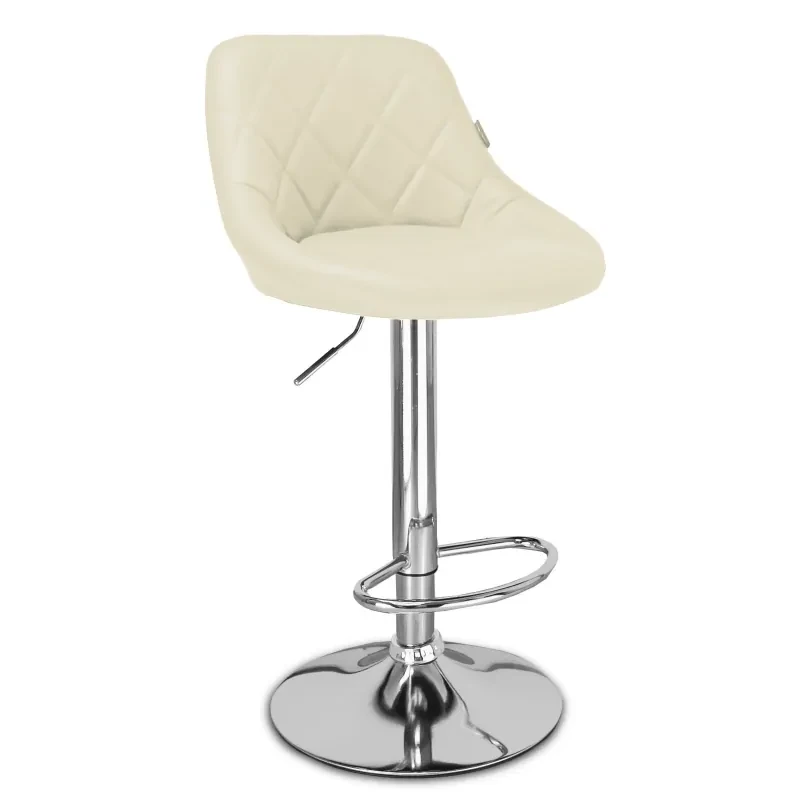 Красивий барний стілець Toledo зі шкіряним сидінням, хромованою основою та регулюванням висоти, колір бежевий, фото 1
