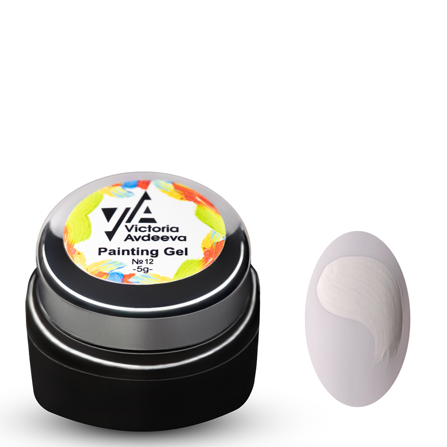 Гель-фарба для стемпінгу та китайського розпису Victoria Avdeeva Painting Gel No12, 5 мл (білий), фото 1