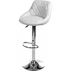 Красивий барний стілець Toledo зі шкіряним сидінням, хромованою основою та регулюванням висоти, колір бежевий, фото 4