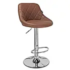 Красивий барний стілець Toledo зі шкіряним сидінням, хромованою основою та регулюванням висоти, колір бежевий, фото 7