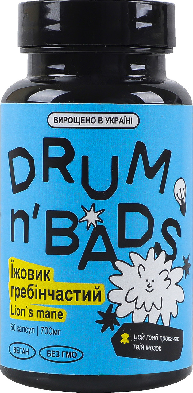 Drum'n'bads Lion's Mane / Їжовик гребінчастий для підтримки нервової системи 700 мг 60 капсул