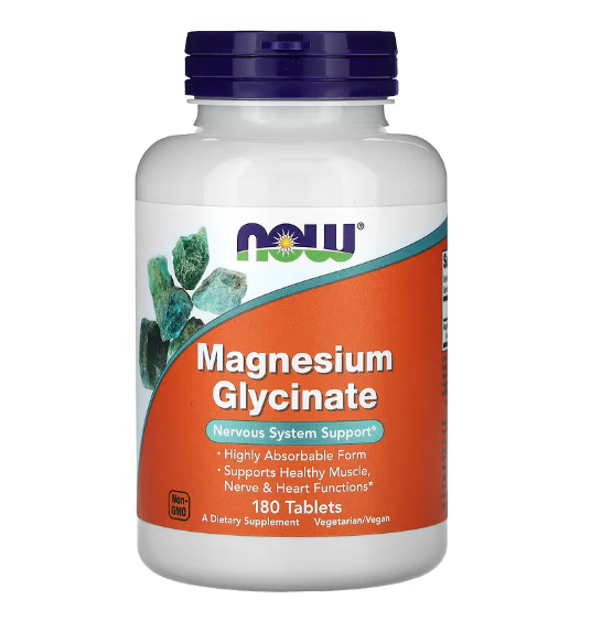 Гліцинат магнію с BioPerine Magnesium Glycinate NOW Foods 200 мг 180 капсул, фото 1