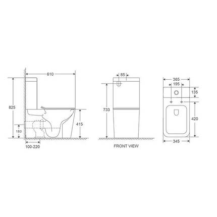 Унитаз - компакт Dante Quadro   610х365х825, фото 2