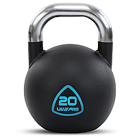 Гиря цільна 20 кг сталева пофарбована з хромованою ручкою LiveUp LP8042-20 Чорний