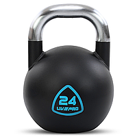 Гиря цільна 24 кг сталева пофарбована з хромованою ручкою LiveUp LP8042-24 Чорний