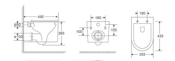 Унітаз підвісний Dante  Top white 495х355х375мм, фото 3