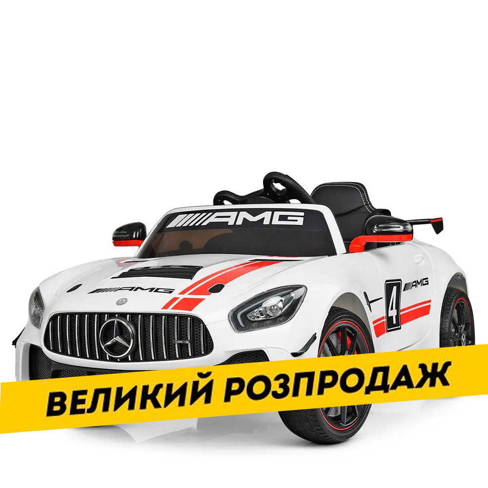 Дитячий електромобіль Mercedes Benz (2 мотори 35W, акум 12V7AH, підсвічування коліс) Bambi M 4050EBLR-1 Білий