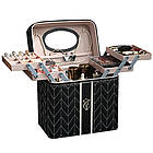 Косметичка органайзер із дзеркалом 27х20х18см Чорна / Кейс для косметики / Органайзер для косметики та прикрас, фото 3